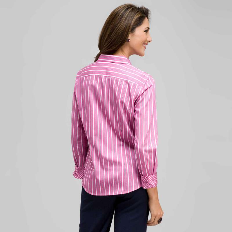 Striped Button Down with Pot Dot Cuffs, Lavender Multi, large image number 1